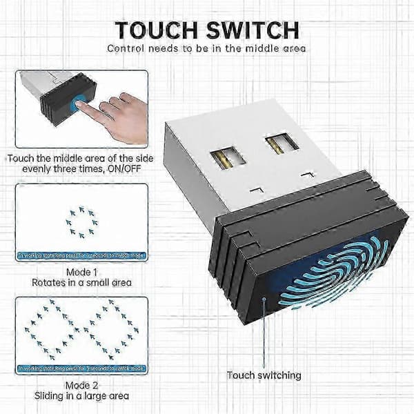 Omärkbar USB-musjiggler med USB-C-adapter, svart