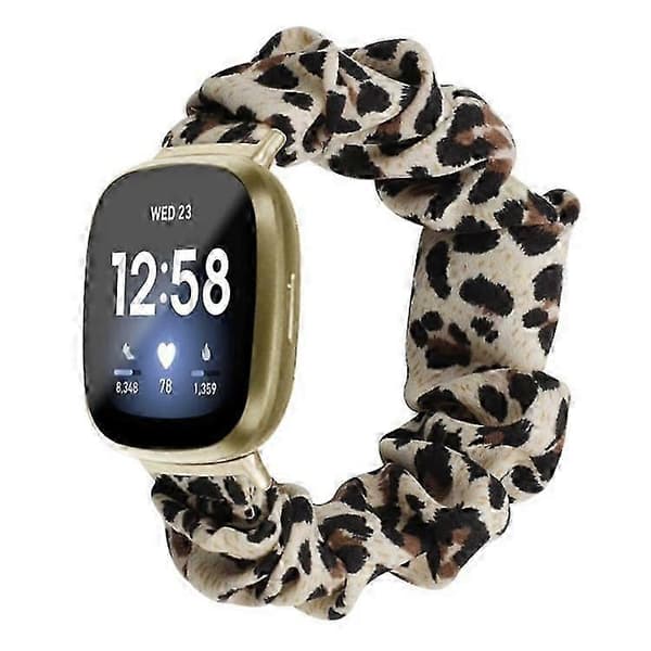 Kompatibel med Fitbit Versa 4 / Versa 3 / Sense 2 / Sense Elastisk Scrunchie Klokkereim Stoffmønster Trykt Hårbånd Stropp Armbånd Yellow