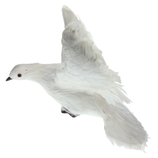 konstgjord befjädrad duva fågelgård figurin dekor fågel #4 vit flygande