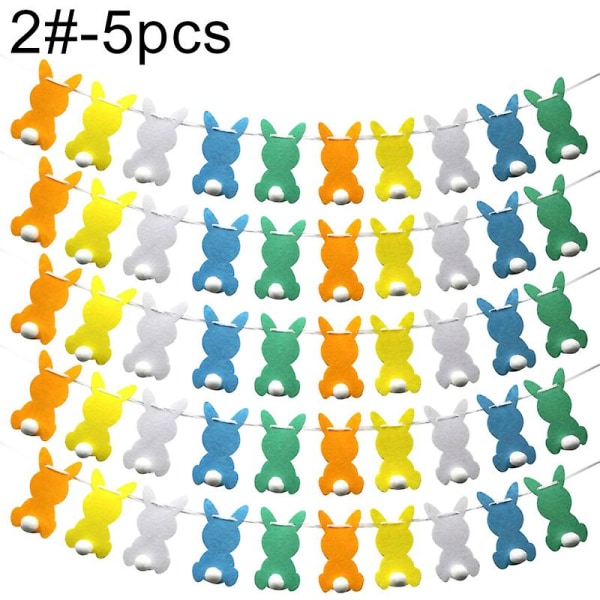 Påskdagen Kanin Bunny Hängande flagga Banderoller Bunting Cake Topper Party Dekor 5#