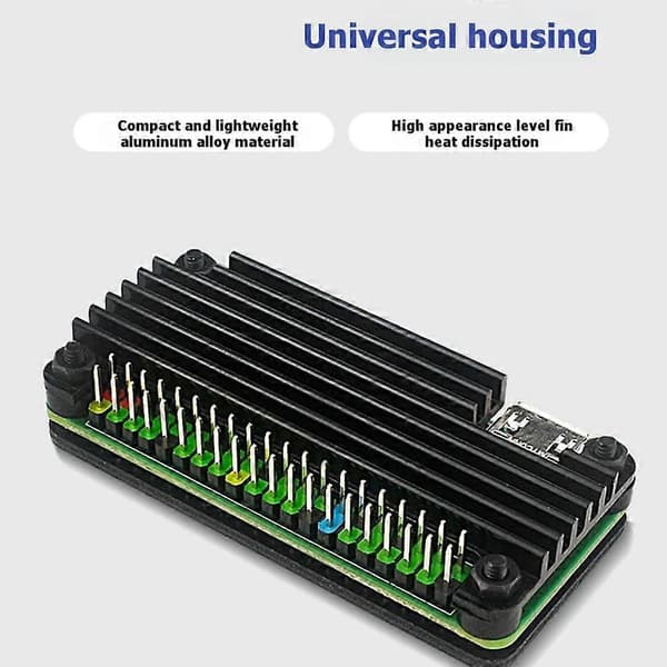 For Raspberry Pi Zero 2W CNC metallskall passiv kjøling kjøleribbe GPIO-header Black
