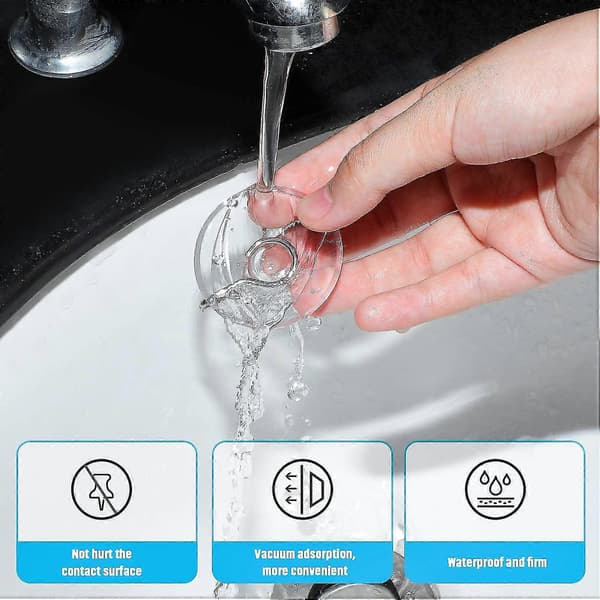 40 mm Clear Plastic Suction Cup Kitchen Bathroom Wall Suction Cup Waterproof Suction Hooks No Drilling Adhesive Needed, 6 Pieces