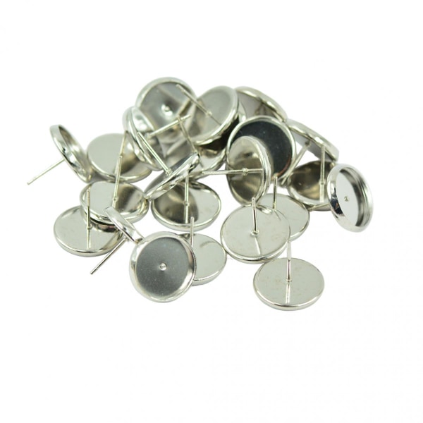 48 st anti-allergiska och hållbara kopparörhängen och blank rund bricka för DIY smycken - svart + silver