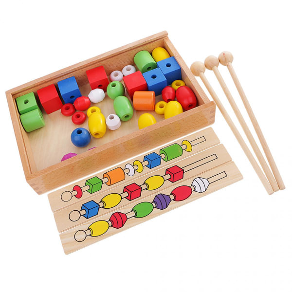 Montessori pärlor 6 färger stapling konstruktion leksak Early Learning Toy for Kid Baby