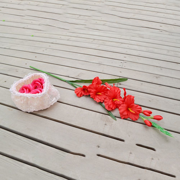 Simulering Konstgjord Gladiolus Blomstjälk Bröllop Heminredning Röd
