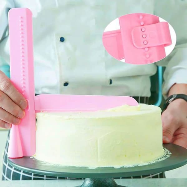 9-delt kakeutjevningssett, justerbar kakskrape, kakepalett og deigkutter for DIY-bakeverktøy