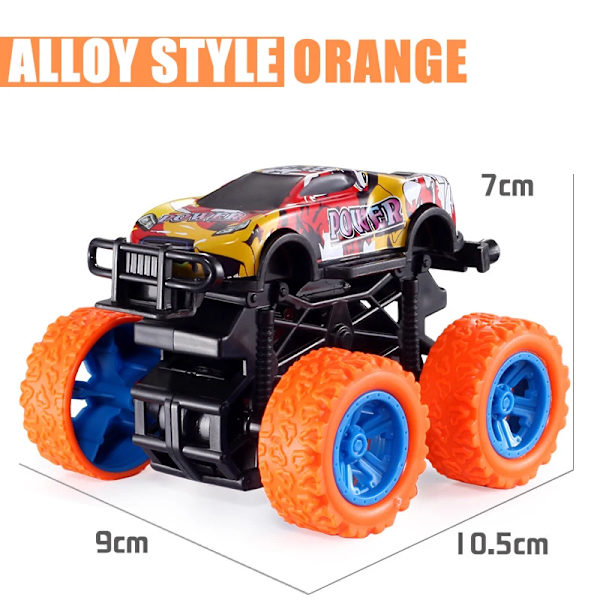 Leksaksbil med dragfunktion, tröghetsrotation, fyrhjulsdriven terrängbil SUV Racing Power Car Leksaksbil för barn Present Alloy Style Orange