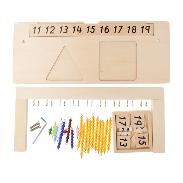 4 i 1 Montessori Träleksak - Pussel TV-spel för Barn Baby (1 Set 1-9 Pärlor Hängande Ram med Skruvar