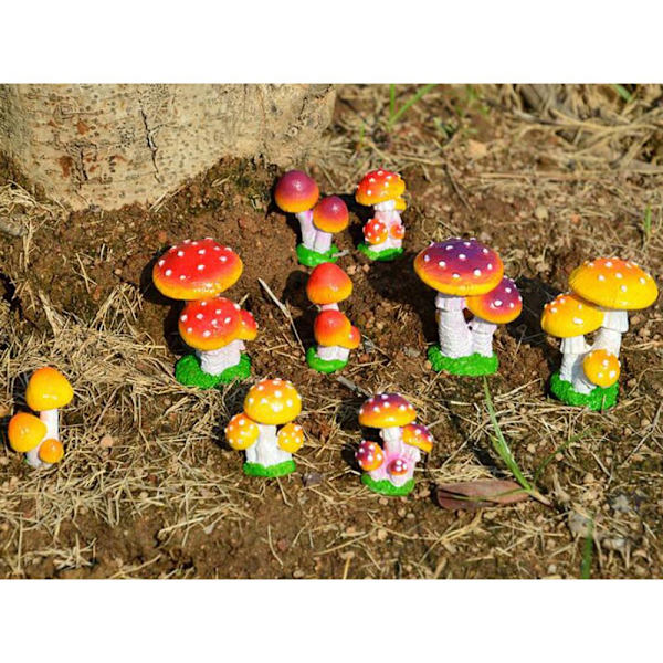 Miniatyr Svampfigur Mikrolandskap Trädgårdskonst Dekor Röd 3 Huvud B