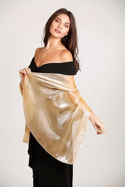 [RM] Elegant Silk and Cashmere Rainbow Scarf Shawl for Wedding Bride
