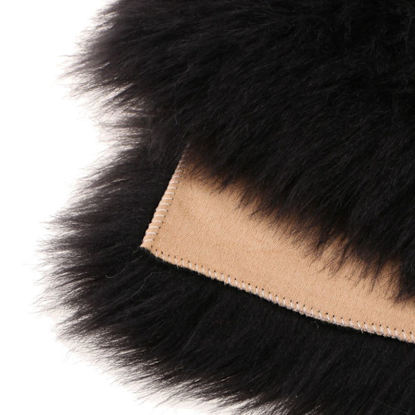 80x50cm Mjuk Ryamatta Fårskinnsimitation Luddar Inte 5cm Lugghöjd Svart