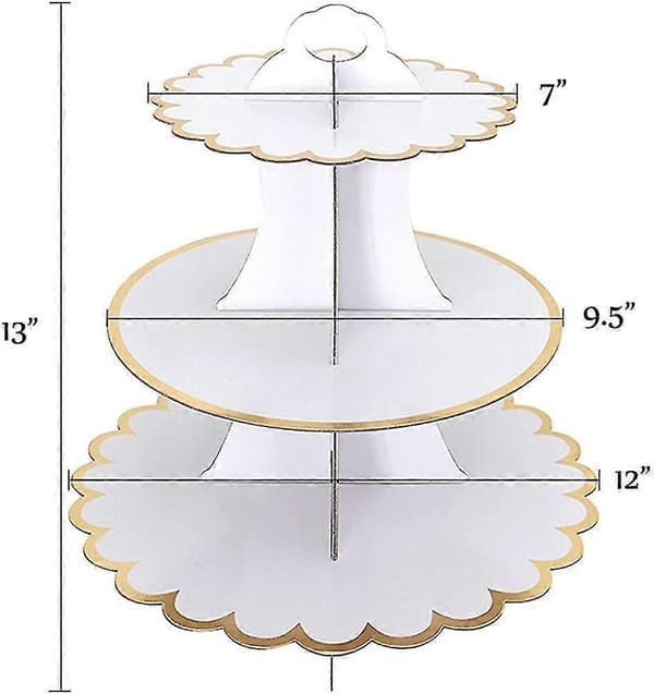 3-lags Cupcake-stativ, Cupcake-stativ i papp Dessertholder Papir Rundt Tårn