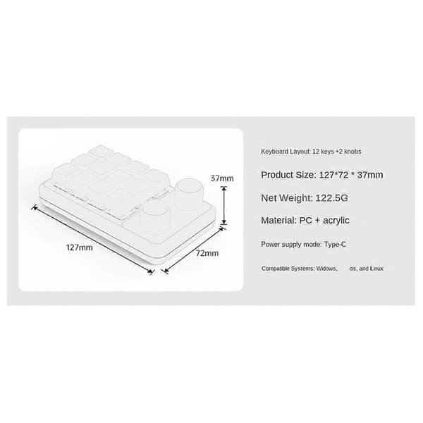 [RM]Button Keyboard RGB Gaming Keypad Mechanical Hotswap Macropad Programming Macro Custom Black