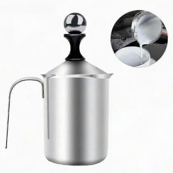 Melkeskummer Manuell Kaffeskummer i Rustfritt Stål Dobbel Netting Melkeskummer for 800 ml