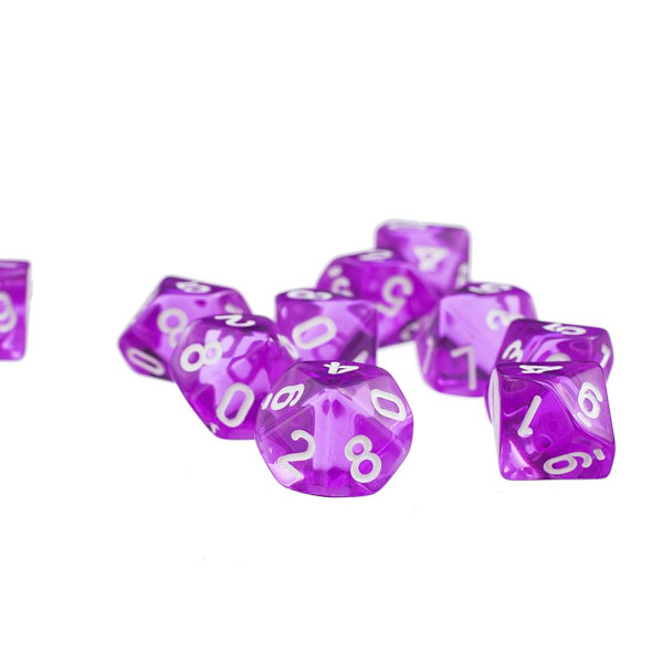 10 Stycken Lila Tiosidiga D10 Tärningar Med 1 Tärningskopp För D&D Trpg Brädspel