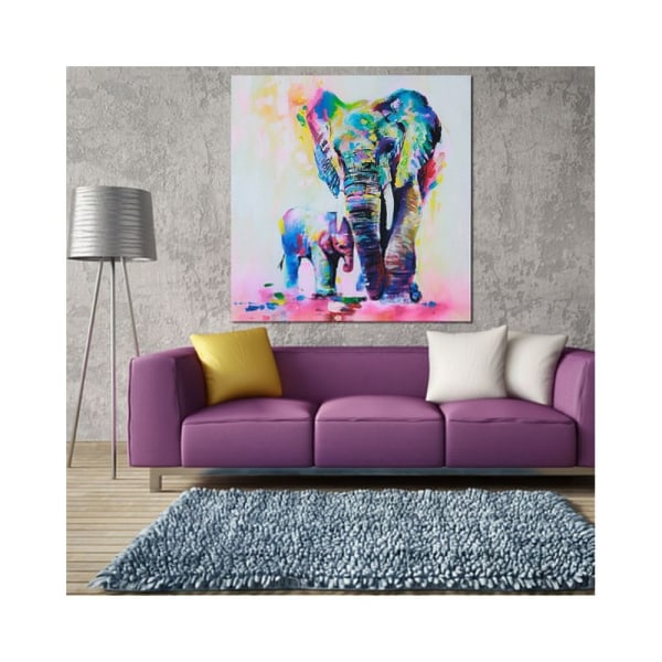 Canvaskonst Modern Väggdekor Elefanter Målning Print 40x40cm