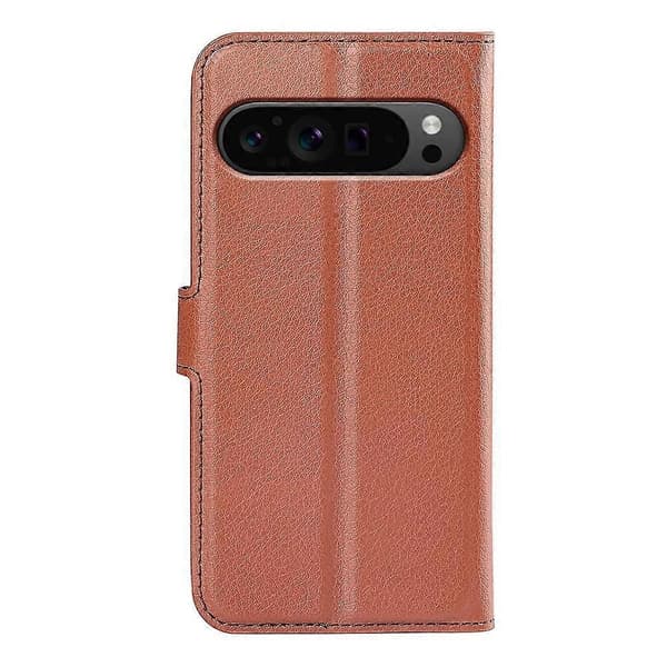 Litchi-läderfodral för Google Pixel 9 Pro XL Brown For Google Pixel 9 Pro XL