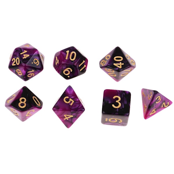 7 st Polyedriska Tärningar För Dungeons u0026 Dragons Tärningsspel Leksak Lila Svart