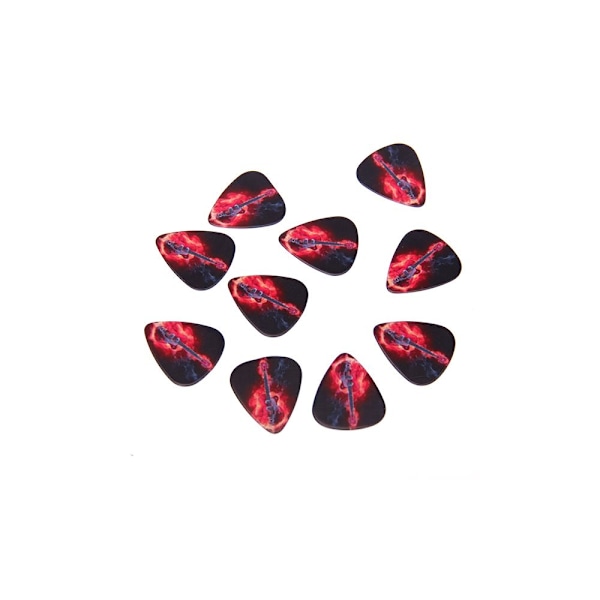 10 st Gitarrplektrum med Flammotiv 0,71 mm