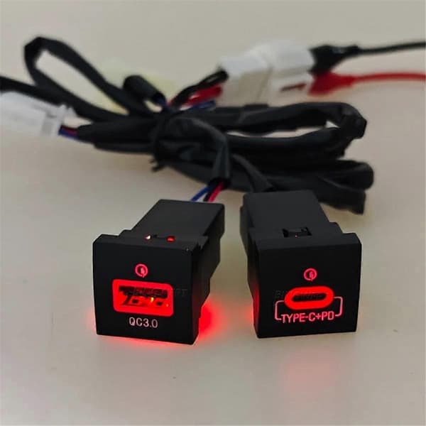 Bil USB-lader PD Hurtiglading QC3.0 Telefonladeadapter Uttaksknapp for Golf 6 MK6 5 2006 - 2