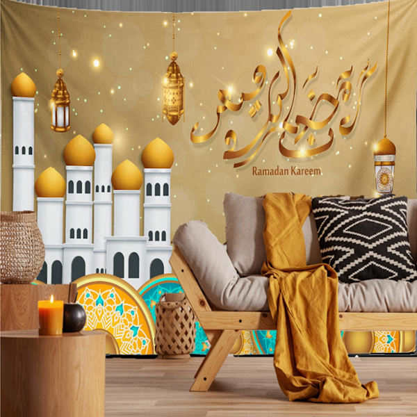 Eid Mubarak Gobeläng Vägghängande Dekoration Ornament Sovsal Vardagsrum D 150x100cm