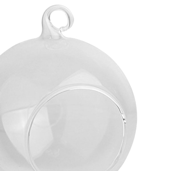 Glaskula Hängande Tekanna Ljusstake Blomkruka 8cm Rund Bas (Svart)