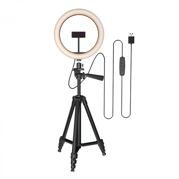 Pro LED Ring Light Kit med Stativhållare Dimbar Ringlampa för Smink Silver