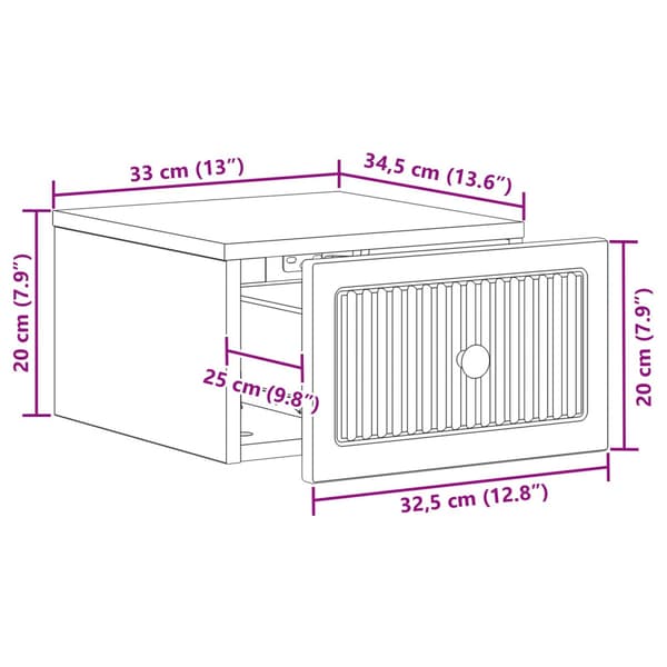 Wall-mounted Bedside Table with Drawer White High Gloss 33 x 34.5 x 20 cm