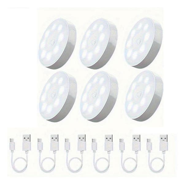 12-pack USB uppladdningsbara LED-rörelsesensorlampor LED-inomhusgarderobslampa batteridriven induktionsbelysning för hemmet, B White
