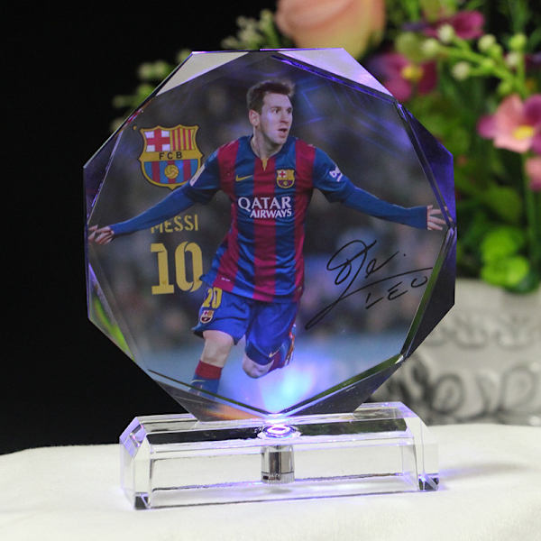 Ballerina Messi fotbollsminnesfoto kristalllampa style 4