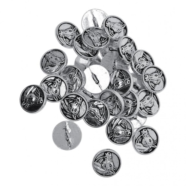 30 Runda Knappar Hästhuvudmönster Perfekt för Varierad Sömnad Virkning Stickning Silver