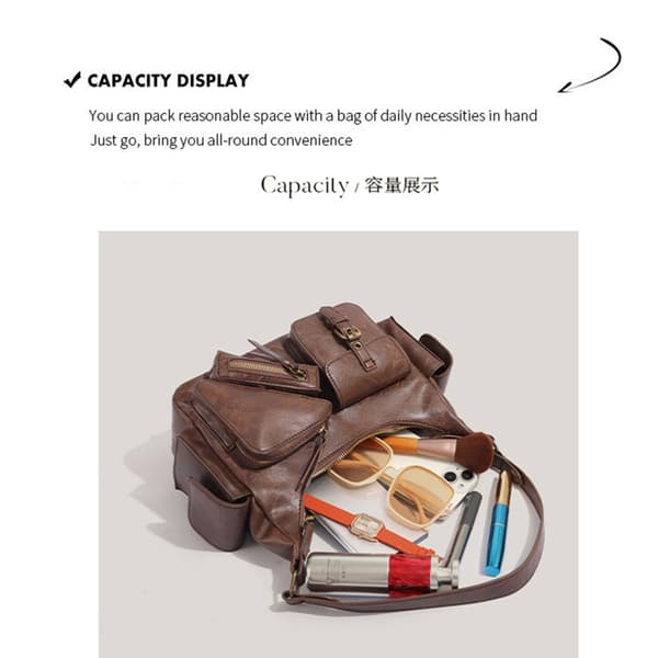 [RM]Women's Shoulder Bag Simple Handbag PU Clutch Bag with Zipper
