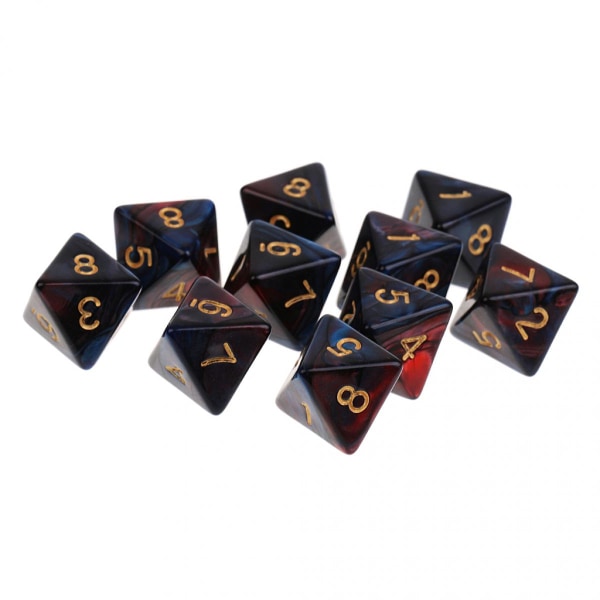 10 st 8-sidiga tärningar d8 polyedriska tärningar för dungeons and dragons bordsspel Röd Blå