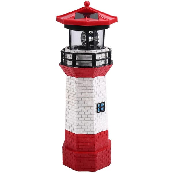 LED solcellsdriven roterande fyr för trädgårdsdekoration, landskapsbelysning Red  White