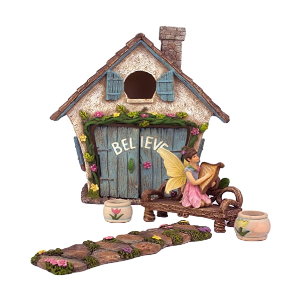 Fairy Garden House Kit Älvträdgårdstillbehör Mini Älvfigurer Miniatyrfigurer och Tillbehör Det är ett älvträdgårdskit för barn eller vuxna