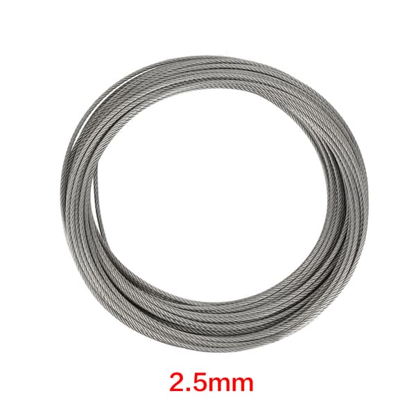 20m 304 Rustfri Ståltau 2.5mm for Fiske og Løft