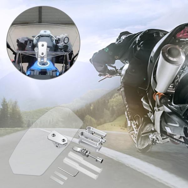 [RM]Motorcycle Windshield Adjustable Clip-On Windscreen Spoiler Extension Wind Deflector for Motorcycle - Clear