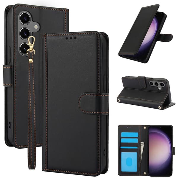 Wallet Case for Samsung Galaxy S26 Plus Artificial Leather Stand - Black