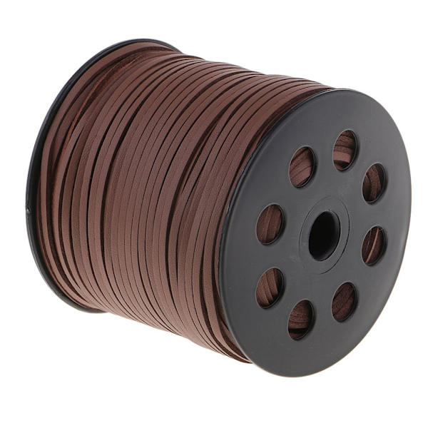 100 Yards Koreansk PU-läder med 2,6 mm Brun Platt Garnsnöre