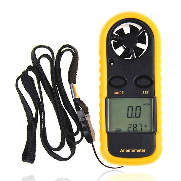 Digital Anemometer, Vindhastighetsmätare, Luftflödeshastighet Temperaturmätning Vindkyla Med Termometer LCD Bakgrundsbelysning För Segling Surfing Fiske Etc