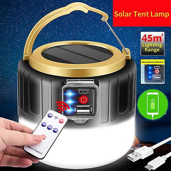 Utomhus Solar LED Campinglampor USB Uppladdningsbara Tält Portabla Lyktor Nödljus Orange