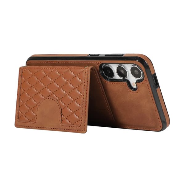 Mobilskall til Samsung Galaxy S26 TPU + Kunstskinn Kickstand - Brun