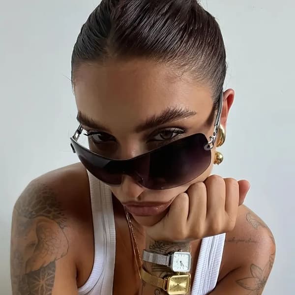 Vintage Rimless Oversized Gradient Sunglasses