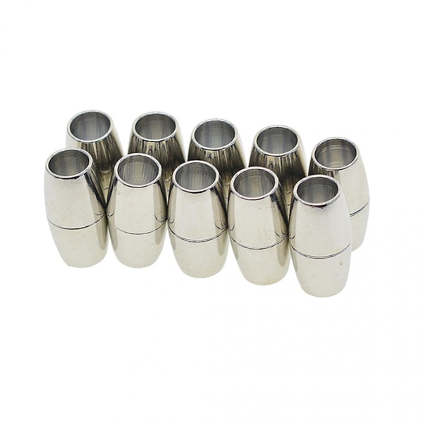 10 set Kumihimo Barrel Läder Magnetiska spännen för gör-det-själv smycken 6 mm