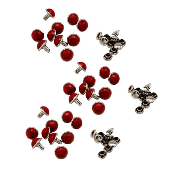 30 st Turkos Runda Snabbnitar för DIY Läderhantverk 8,5 mm Röd