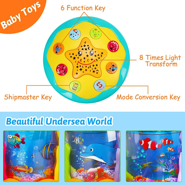 Babyleksaker 1-3 År Bebisar Ocean Ljus Roterande Projektor Musikleksaker Montessori Tidig Pedagogisk Sensorisk Leksak för Småbarnspresenter A