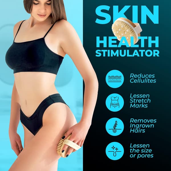 Tør Børste til Kroppen (1 stk), Tørbørste til Cellulite og Lymfedrænage, Eksfolierende Børste med Bløde Massageknopper[RM]