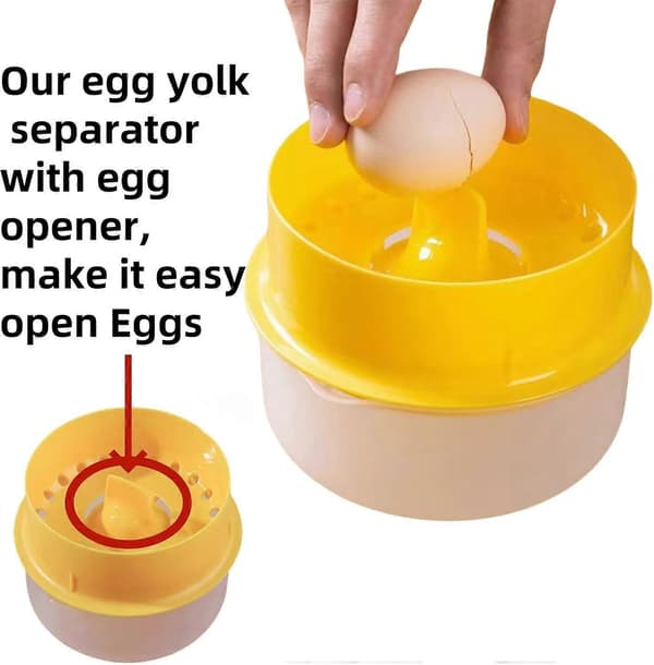 [RM]Egg Separator for Raw Eggs, 2-in-1 Yolk Separator with Egg Cracker for Separating Yolks up to 5 Eggs at a Time - 2-in-1