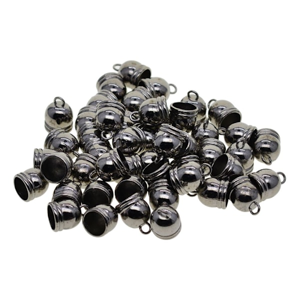 50 st 10 mm Klockformad Ändhylsa Mesh Kumihimo Snöre Tofs DIY Tillverkning Svart