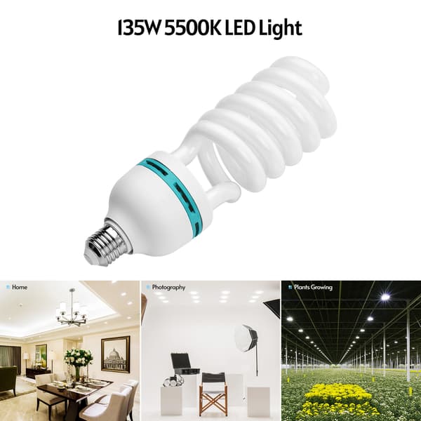 [RM]Spiral Fluorescent Light Bulb 135W 5500K Daylight E27 Socket Energy Saving for Studio Photography Video Lighting